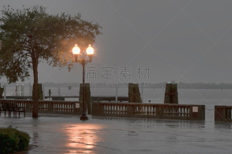 雨,河流,李郡,迈尔斯堡酒店,墨西哥湾,海湾沿海,时段,水平画幅,无人,户外