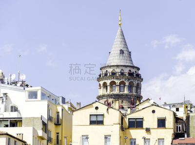 加拉太塔,热那亚人,了望塔,纪念碑,圆形,水平画幅,圆锥,建筑,无人,欧洲