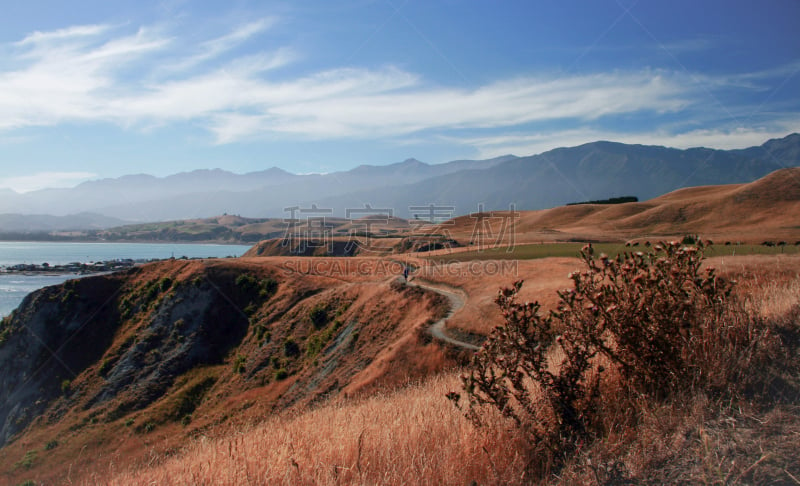 凯库拉山脉,新西兰,风景,非凡的,south marlborough,毛利人,天空,水平画幅,山,夏天