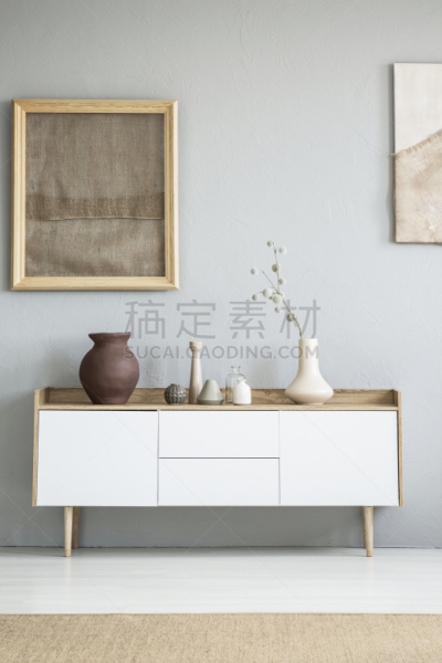 纺织品,灰色,装饰物,木制,起居室,白色,花瓶,室内,柜子