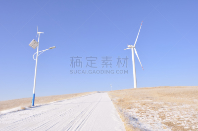路,风轮机,大风雪,路灯,狐尾草barley大麦,东北,内蒙古自治区,太阳能发电站,天空,气候