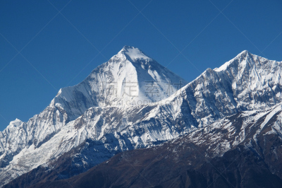 道拉吉利峰,雪山,慕克堤那峰,姆斯堂自治区,安娜普娜环线,安娜普娜山脉群峰,天空,水平画幅,雪,无人