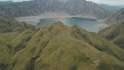 菲律宾,皮纳图博火山,火山湖,吕宋岛,水,天空,水平画幅,山,无人,户外