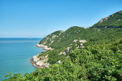 舟山,岛,海岸线,水,天空,水平画幅,山,无人,户外,植物