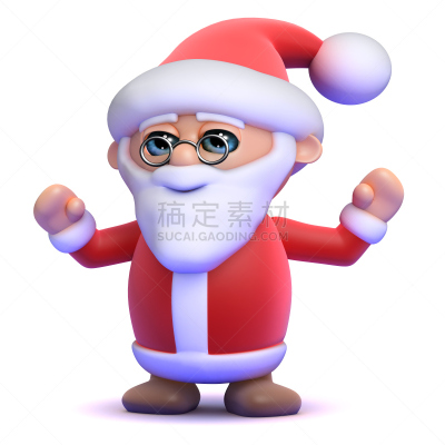 圣诞老人,三维图形,幸福,友好运动会,绘画插图,性格,卡通,圣诞礼物,男性