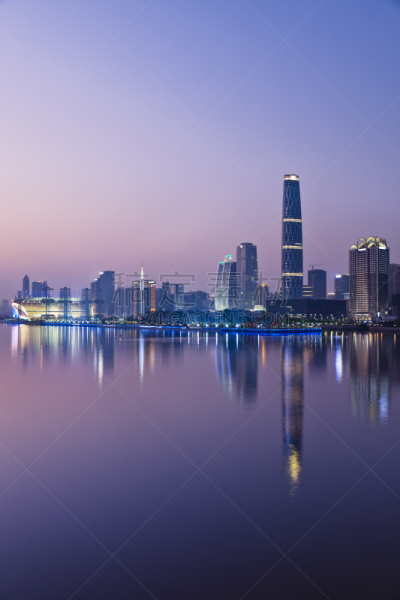 夜晚,城市天际线,城市,垂直画幅,水,天空,新的,无人,海港,曙暮光