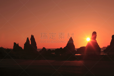 岩石,哈希库伊瓦,自然,天空,度假胜地,水平画幅,地形,无人,日本,早晨