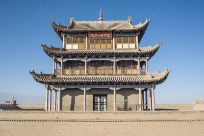 塔,爱丁堡西区,长城,嘉峪关市,天空,水平画幅,建筑,无人,了望塔,大门