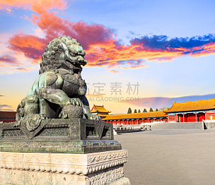 故宫,狮子,北京,青铜,汉字,铜像,宏伟,寺庙,禁止的,博物馆