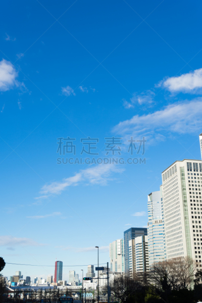 品川站,都市风景,摄像机拍摄角度,道口标志,品川,港区,垂直画幅,天空,留白,无人