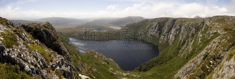 全景,火山湖,奥华兰径,多夫湖,可瑞德山,南半球,陨石坑,偏振光,塔斯马尼亚,云景