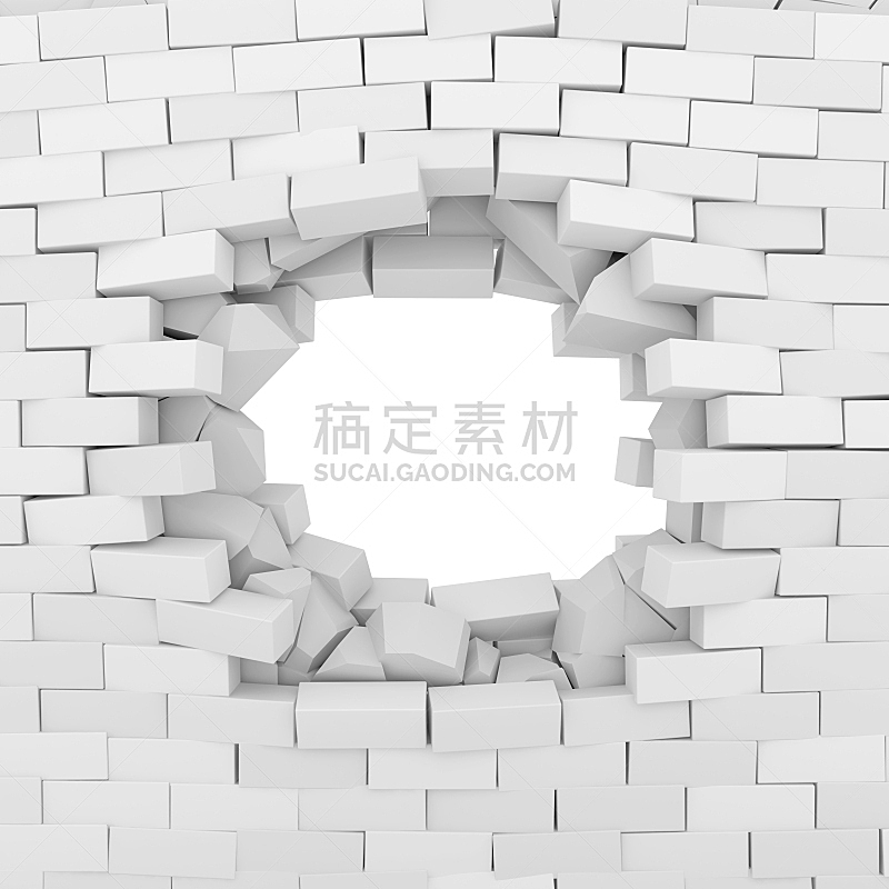 白色背景 坏掉的 砖墙 分离着色 障碍训练场 绘画插图 古老的 拆毁的 石材 自由图片素材下载 稿定素材