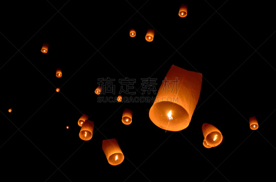 灯笼,半空中,天灯,易鹏,纸灯笼,天空,灵性,风,水平画幅,夜晚