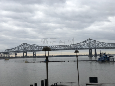 纽奥尔良,桥,栗树,双胞胎,密西西比河,十字形,水,天空,通勤者,水平画幅