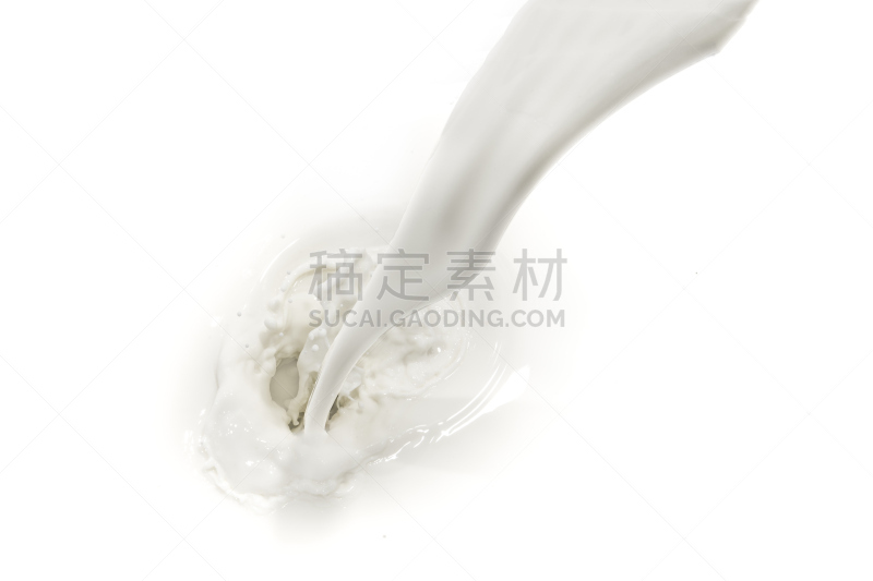 牛奶,饮食,奶制品,水平画幅,无人,白色背景,背景分离,溅,倒,流动