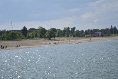 海滩,五大湖,基诺沙,密歇根湖,威斯康星,水,天空,美,水平画幅,沙子