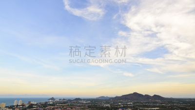 华欣,天空,色彩鲜艳,城市,在上面,巴蜀,宽屏,水,水平画幅,高视角