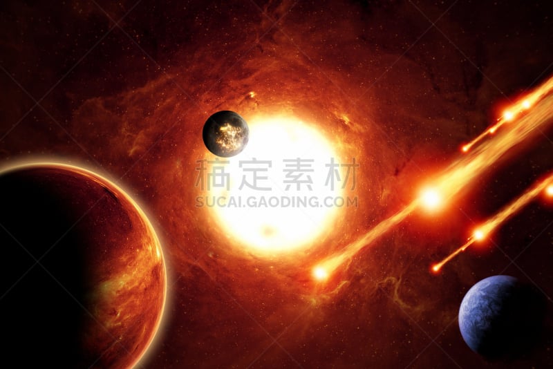 行星,外星人,星系,水平画幅,轨道运行,科学,非凡的,小行星,星星,光