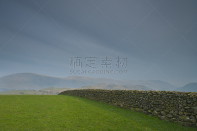 英格兰湖区,石墙,山脉,卡塞里格石圈,布伦凯斯拉,凯立克,坎伯兰山脉,坎布里亚,天空