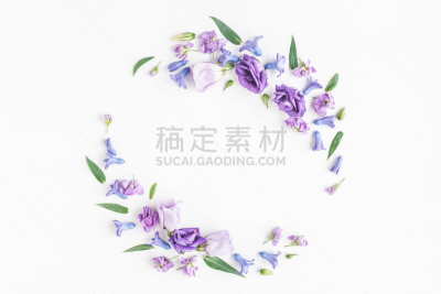 花环,多样,顶部,平铺,多色的,视角,利河,留白,边框,水平画幅