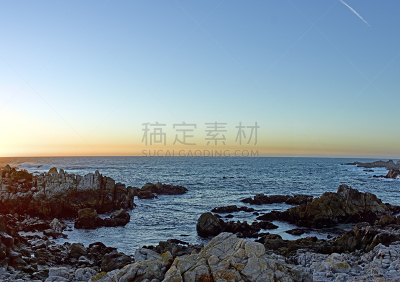 海洋,太平洋丛林镇,加利福尼亚,美国,水平画幅,岩石,无人,水平线,户外,波浪