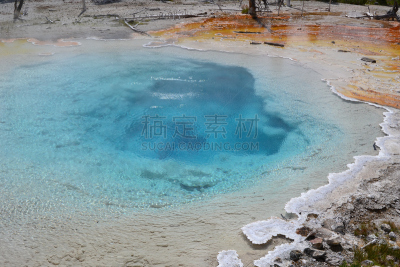 深的,蓝湖,黄石县,间歇泉,黄石公园,水,美,美国西部,水平画幅,无人