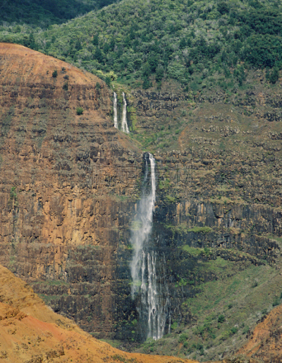 瀑布,夏威夷大岛,外露阿峡谷,卡拉劳山谷,哈纳雷山谷,考艾岛,垂直画幅,水,美,度假胜地
