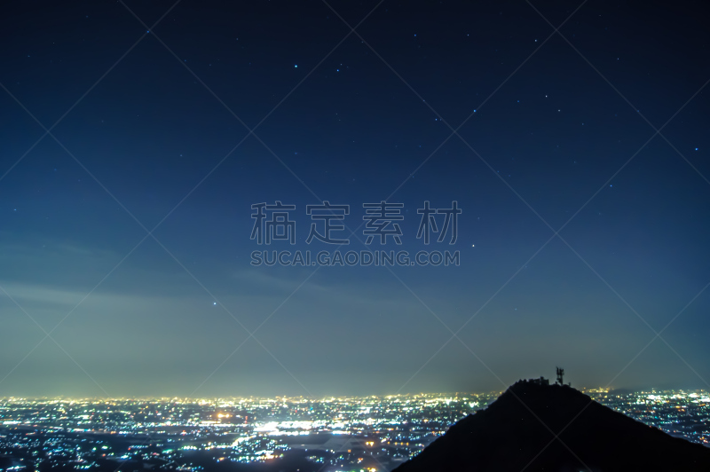 日本,筑波,山,城市生活,暗色,午夜,照明设备,曙暮光,云,筑波山
