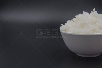 米,碗,黑色背景,蒸菜,煮食,水平画幅,无人,有机食品,膳食,充满的