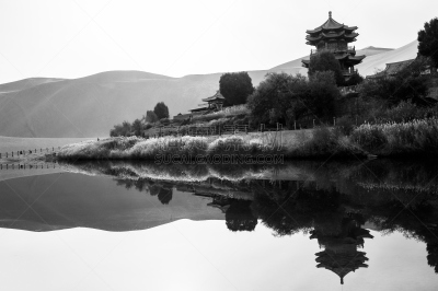 敦煌,风,扩音器,水,水平画幅,山,无人,古老的,户外,甘肃省