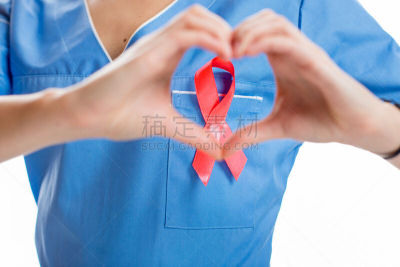符号,艾滋病,制服,慈善救济,水平画幅,健康保健,背景分离,白人,红色