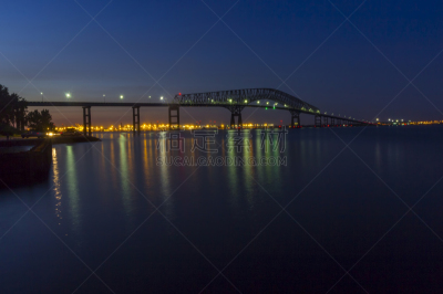 Key Bridge,夜晚,城市天际线,巴尔的摩,Francis I,马里兰,水平画幅,无人,交通方式,摄影