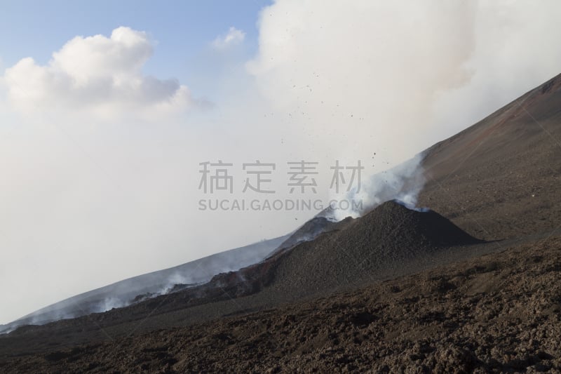 灰,火山,火山渣锥,水平画幅,雪,环境损害,户外,烟,彩色图片,山