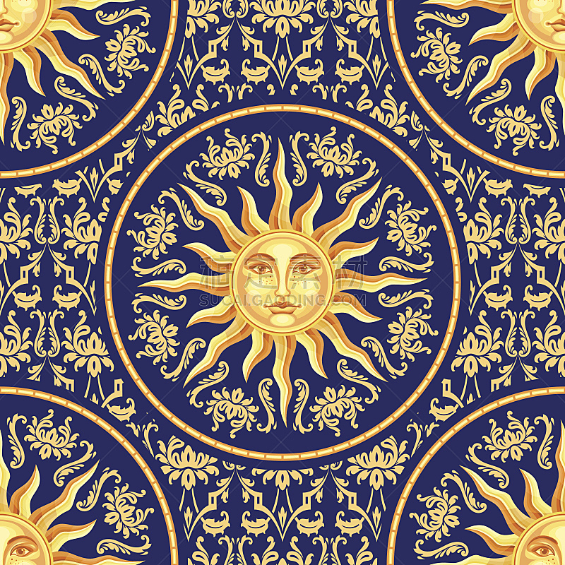 太阳,巴洛克风格,四方连续纹样,人的脸部,太空,洛可可风格,炼金术,复兴时期风格,灵性,古董