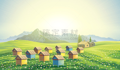 蜜蜂,农业,草,动物,农场,蜂箱,草地,标签,山脉,养蜂