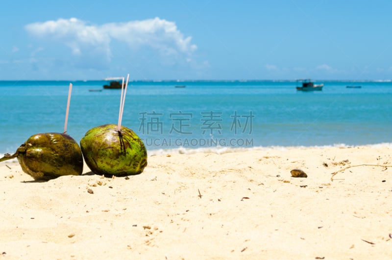 天空,云,沙子,椰子,海滩,独木舟,运动模糊,船,海洋,背景