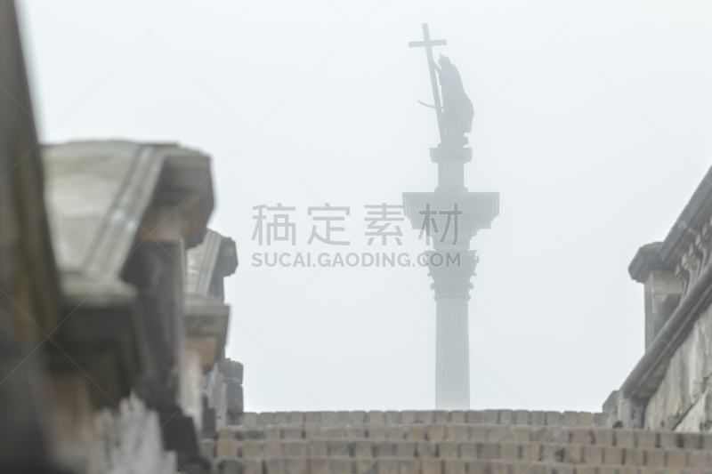 石材,名声,雾,楼梯,柱子,摄像机拍摄角度,贞德,纪念碑,古城,高处