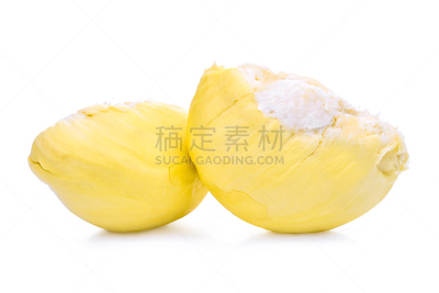 榴莲,分离着色,水果,白色背景,热带水果,黄色,罗勇,荆棘,去皮的,臭