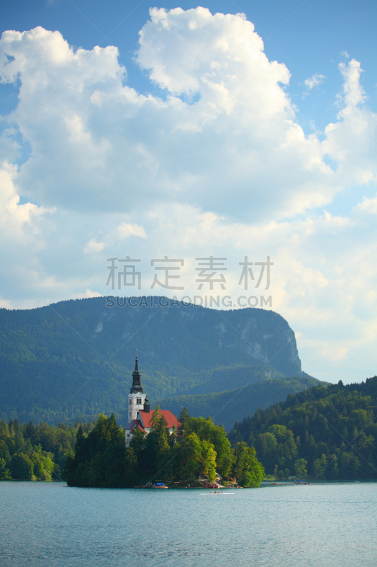 布雷得,垂直画幅,水,天空,公园,山,布雷德湖,julian alps,无人