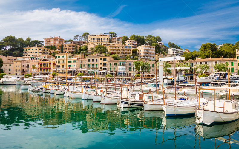 马略卡,puerto de soller,岛,海洋,西班牙,风景,海湾,索乐,游艇,海港