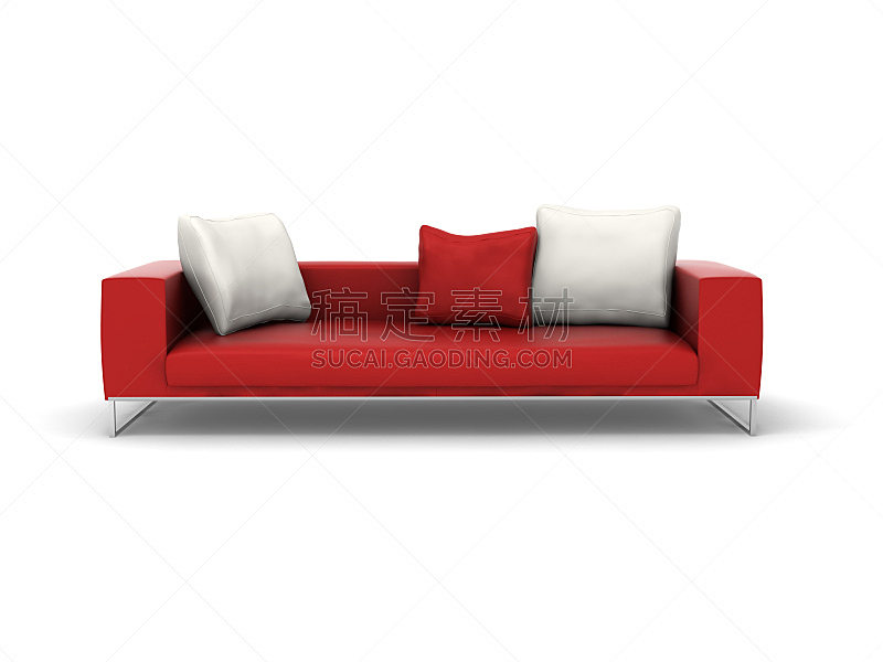皮革,沙发,红色,背景分离,对称,家具,正面视角,水平画幅,软垫,现代
