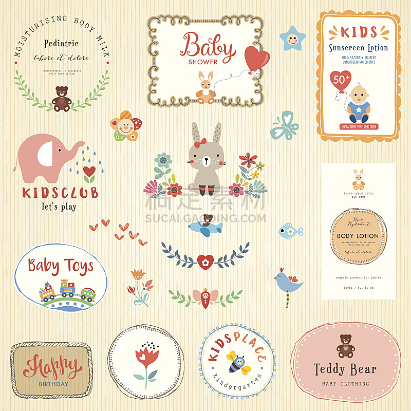 标签,儿童,标志,小兔子,庆生会,兔子,泰迪熊,微缩火车,分线规,婴儿