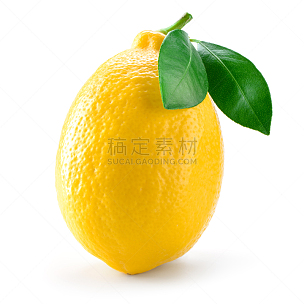 柠檬,白色,叶子,水果,分离着色,柠檬叶,有机食品,白色背景,背景分离,清新