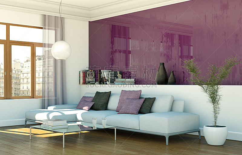 沙发,现代,室内设计师,白色,住宅房间,明亮,茶几,华贵,砖,小毯子