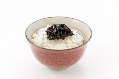 米,日本食品,藻煎煮品,昆布,白色背景,海产,膳食,食品,食品杂货,图像