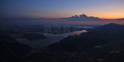 湖,山,黎明,卢塞恩,水,天空,水平画幅,夜晚,无人,早晨