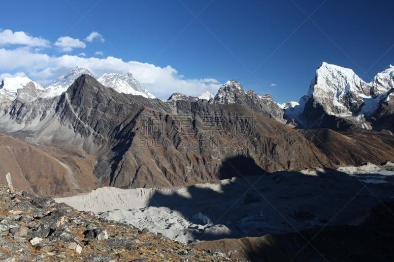 喜马拉雅山脉,天空,努子峰,水平画幅,坤布,雪,无人,珠峰大本营,户外,湖