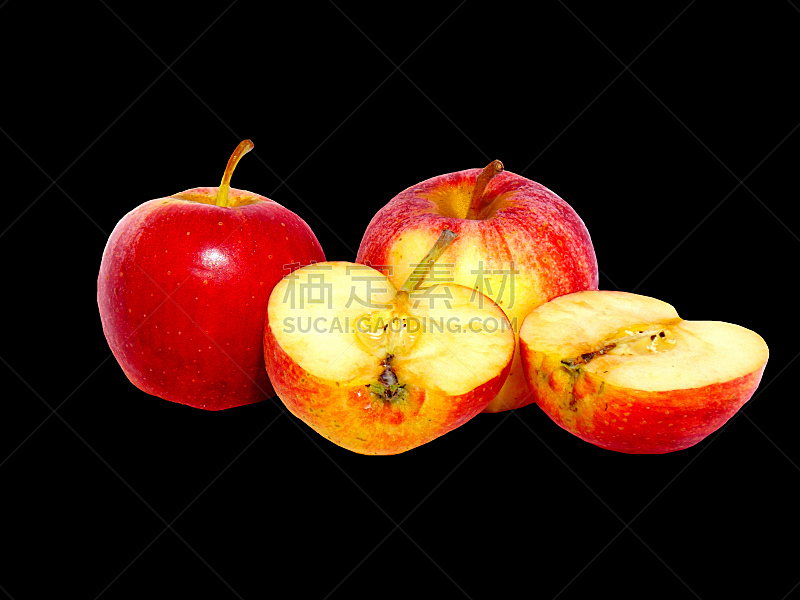 苹果,黑色背景,自然,红色,水平画幅,水果,无人,2015年,背景分离,黑色