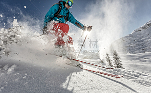 男人,速降滑雪,越野赛跑,滑雪坡,特技,滑雪运动,扑面粉,雪,山,乐趣