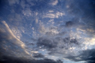天空,蓝色,云,美,水平画幅,纹理效果,巨大的,户外,云景